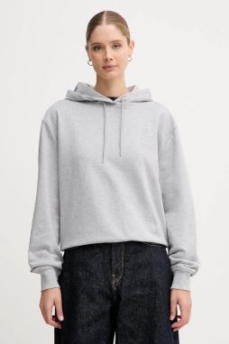 Mikina Calvin Klein Jeans šedá farba, s kapucňou, jednofarebná, LV047C224G