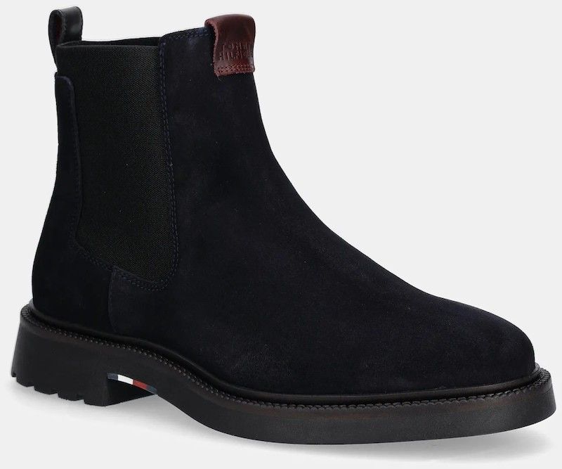 Semišové topánky chelsea Tommy Hilfiger COMFORT LWT SDE CHELSEA tmavomodrá farba, FM0FM05592
