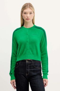 Kardigán adidas Originals Fluffy Cardigan zelená farba, ľahký, JW5177