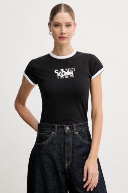 Tričko Calvin Klein Jeans dámske, čierna farba, LV047D208G