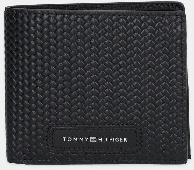 Kožená peňaženka Tommy Hilfiger čierna farba, AM0AM13735