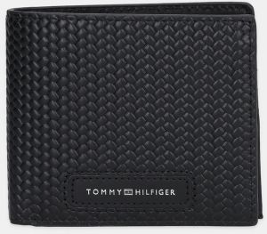 Kožená peňaženka Tommy Hilfiger čierna farba, AM0AM13735
