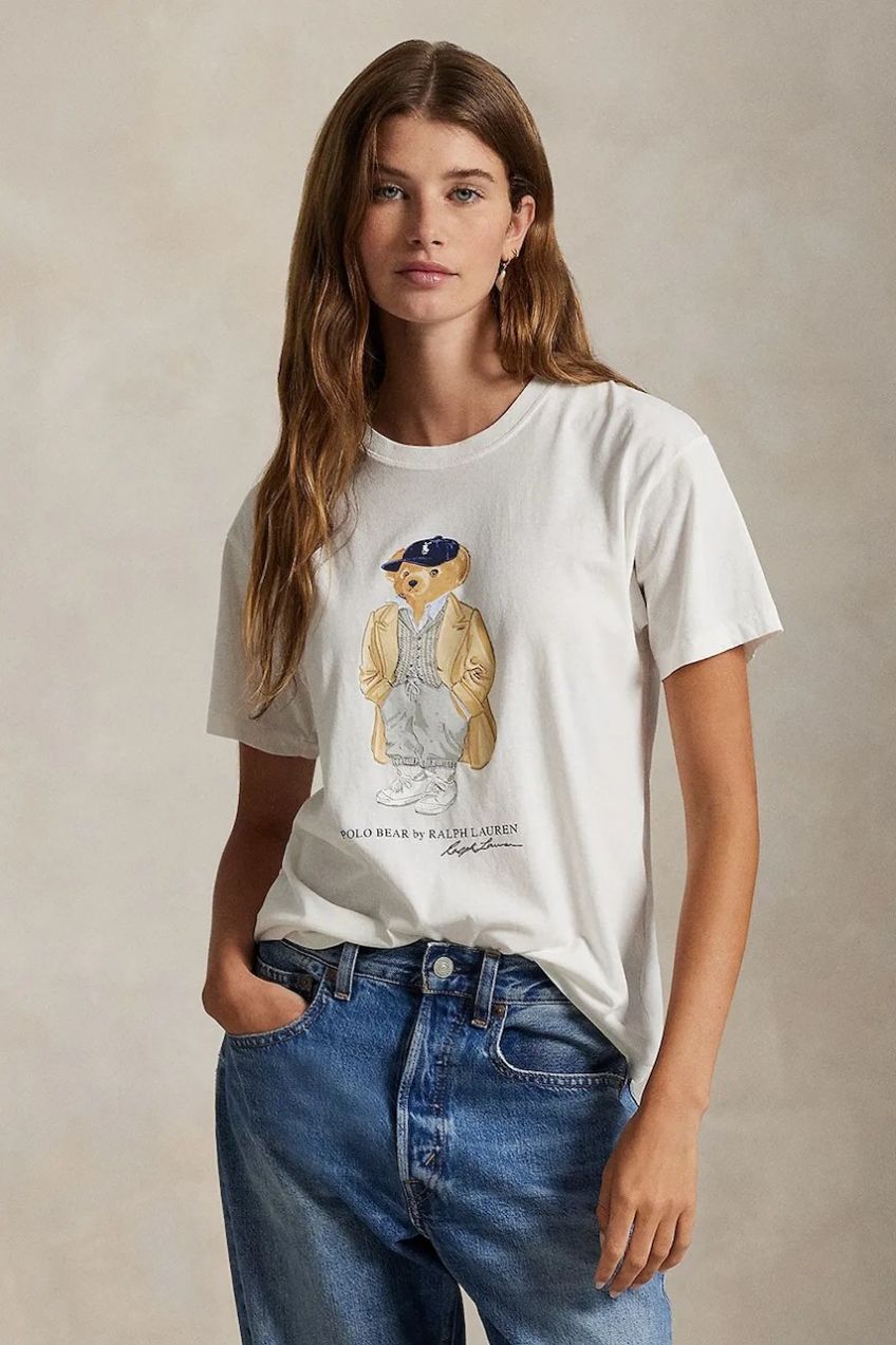 Bavlnené tričko Polo Ralph Lauren dámske, biela farba, 211971752