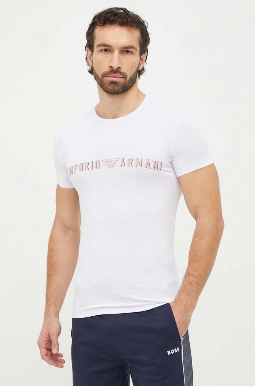 Tričko Emporio Armani Underwear biela farba, s potlačou, 111035 4R516