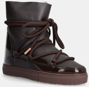 Kožené snehule Inuikii Gloss Wedge hnedá farba, 75203-007