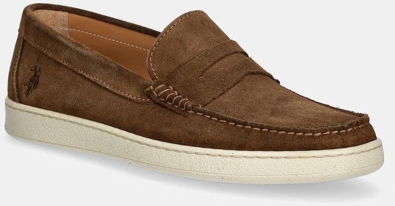 Semišové mokasíny U.S. Polo Assn. MIGUEL pánske, hnedá farba, MIGUEL002M/5S1