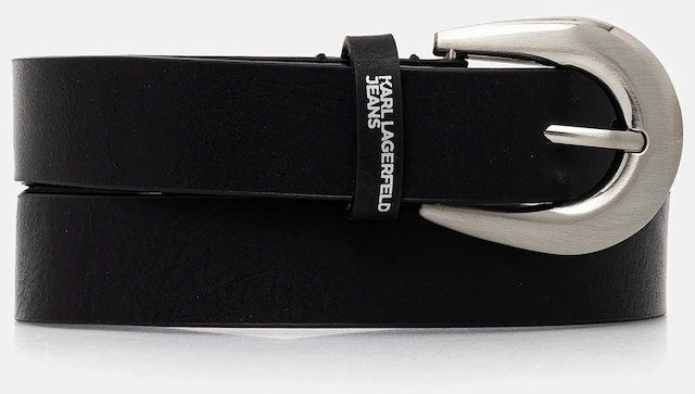 Kožený opasok Karl Lagerfeld Jeans čierna farba, A4W33094