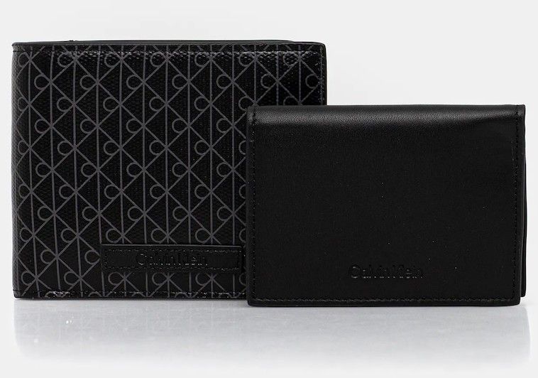Peňaženka a kožený obal na karty Calvin Klein čierna farba, LV04D1086G