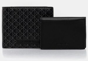 Peňaženka a kožený obal na karty Calvin Klein čierna farba, LV04D1086G
