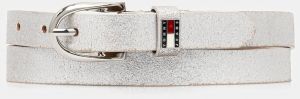 Kožený opasok Tommy Jeans strieborná farba, AW0AW17917