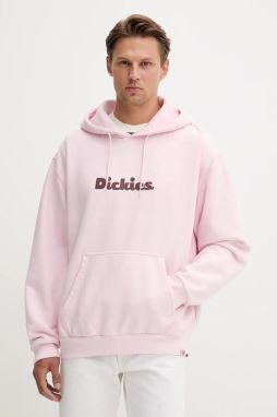 Mikina Dickies ružová farba, s kapucňou, s potlačou, DK0A87NP