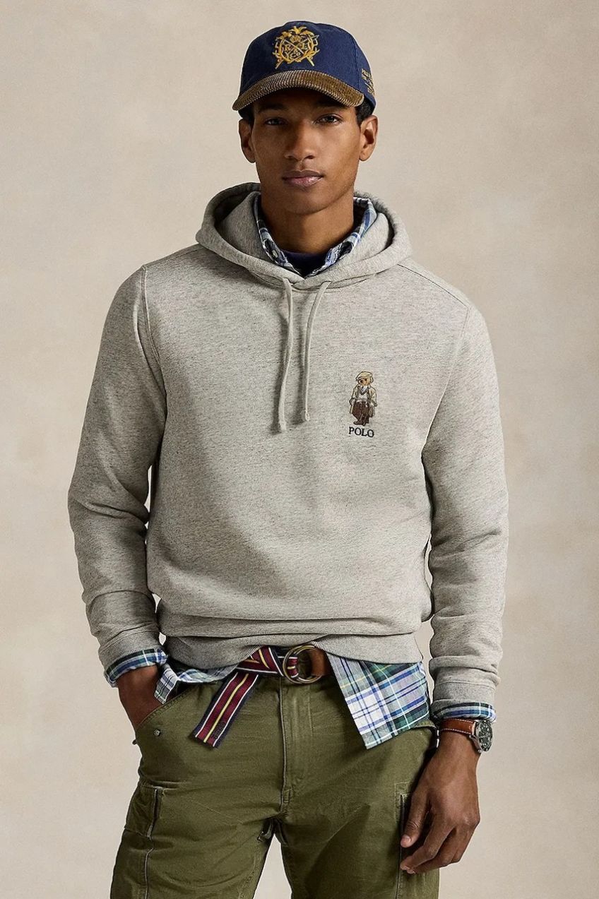 Mikina Polo Ralph Lauren šedá farba, s kapucňou, s nášivkou, 710980307