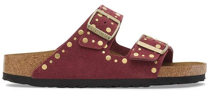 Semišové šľapky Birkenstock Arizona Rivet červená farba, 1030463