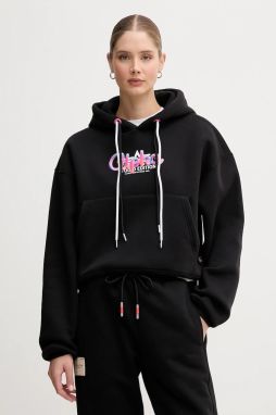 Mikina Alpha Industries čierna farba, s kapucňou, s potlačou, 258042.03