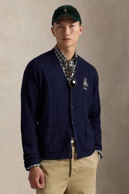 Vlnený kardigán Polo Ralph Lauren tmavomodrá farba, 710979094