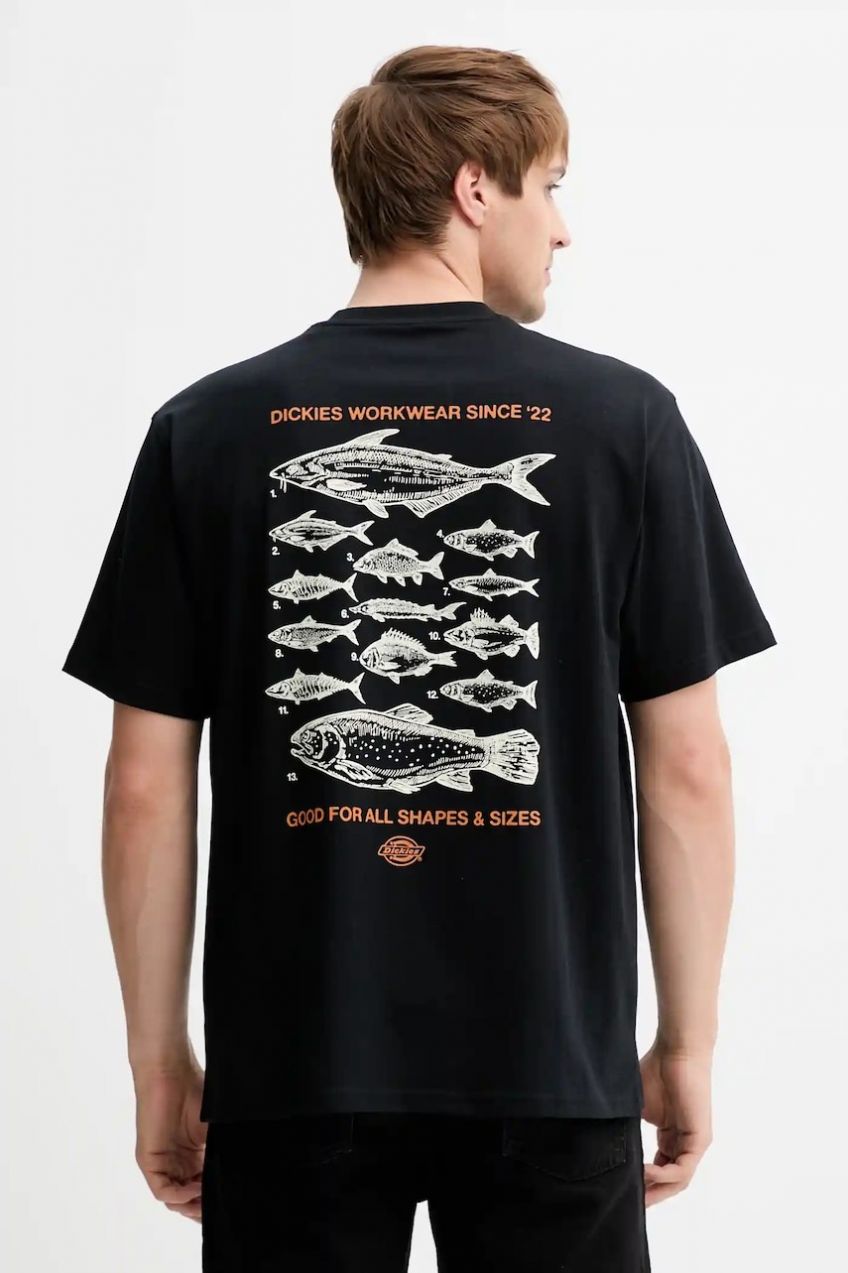 Bavlnené tričko Dickies pánske, čierna farba, s potlačou, DK0A87QG
