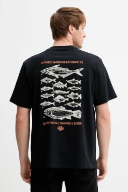 Bavlnené tričko Dickies pánske, čierna farba, s potlačou, DK0A87QG