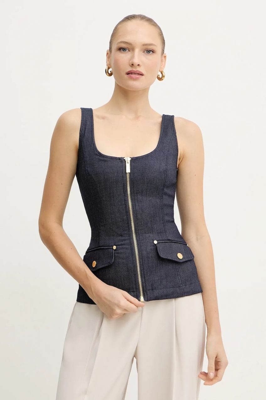 Blúzka Marciano Guess tmavomodrá farba, jednofarebná, 5YPH35 7457A