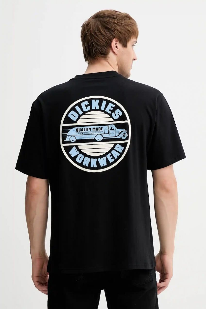 Bavlnené tričko Dickies pánske, čierna farba, s potlačou, DK0A87QL