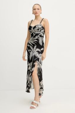 Šaty Guess STACIE čierna farba, maxi, áčkový strih, W5YK64 WCWF2