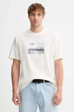 Bavlnené tričko Dickies pánske, béžová farba, s potlačou, DK0A87YM
