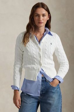 Bavlnený kardigán Polo Ralph Lauren biela farba, 211891643