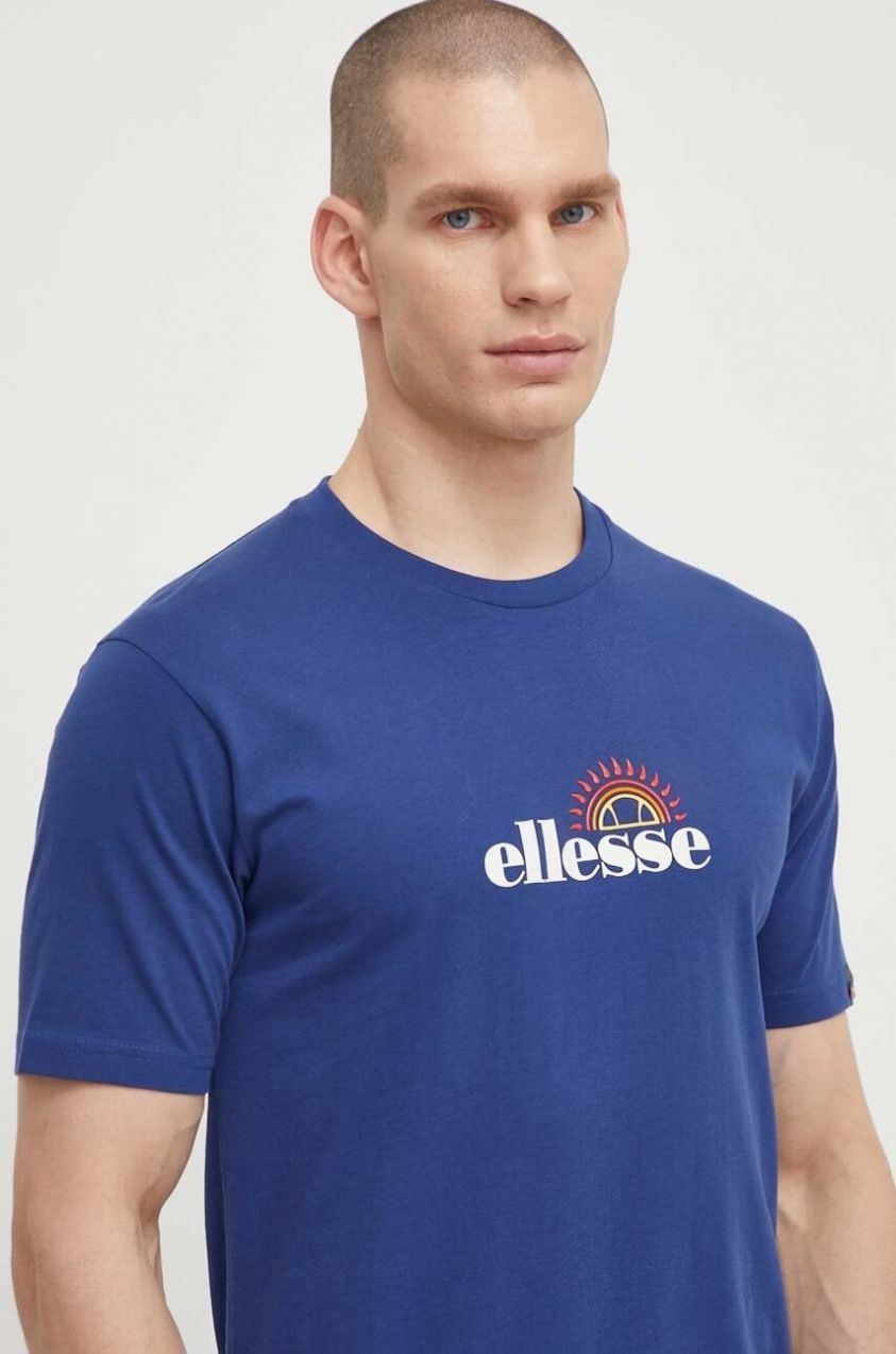 Bavlnené tričko Ellesse Trea T-Shirt pánske, tmavomodrá farba, s potlačou, SHV20126
