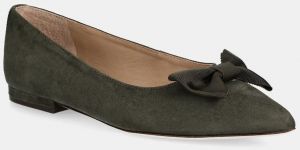 Semišové baleríny Lauren Ralph Lauren Londyn Bow zelená farba, 802955323003