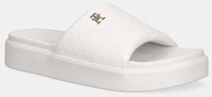 Šľapky Tommy Hilfiger PLATFORM MONOGRAM POOLSLIDE dámske, biela farba, na platforme, FW0FW08526