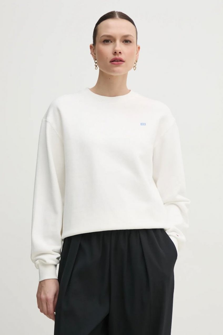 Bavlnená mikina Tommy Hilfiger dámska, biela farba, jednofarebná, WW0WW45980