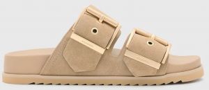 Semišové šľapky AllSaints Sian Sandal dámske, béžová farba, W035FC