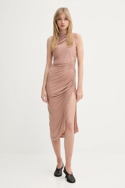Šaty Rick Owens Lilies béžová farba, midi, priliehavé, LI01E4524RV