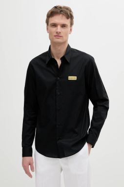 Bavlnená košeľa Versace Jeans Couture čierna farba, regular, s klasickým golierom, 78GALYR1 CN002