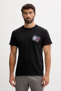 Bavlnené tričko Tommy Jeans pánske, čierna farba, s potlačou, DM0DM22127