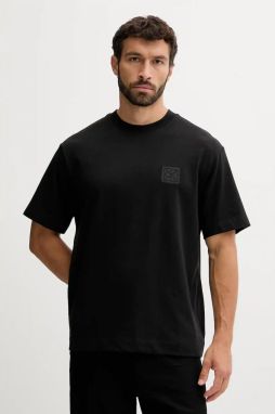 Bavlnené tričko Calvin Klein pánske, čierna farba, s nášivkou, LV04LD224G