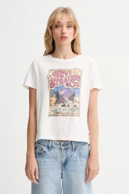 Bavlnené tričko Levi's dámske, biela farba, A8804