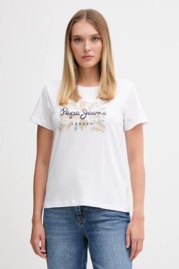 Bavlnené tričko Pepe Jeans dámske, biela farba, PL5000046