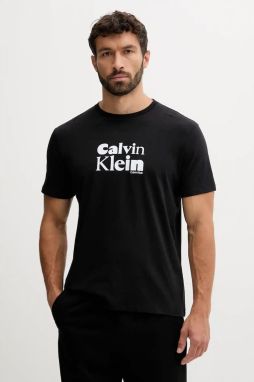 Bavlnené tričko Calvin Klein pánske, čierna farba, s potlačou, LV04RD820G