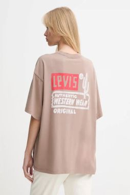 Bavlnené tričko Levi's dámske, hnedá farba, 000G4