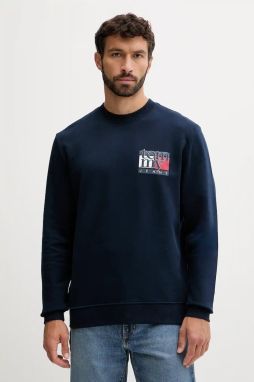 Bavlnená mikina Tommy Jeans tmavomodrá farba, s potlačou, DM0DM22093