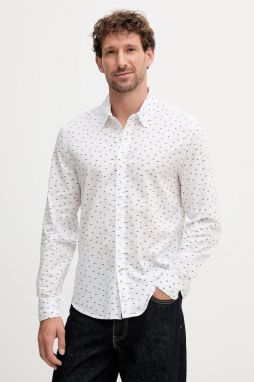 Bavlnená košeľa Pepe Jeans biela farba, slim, s klasickým golierom, PM3090845