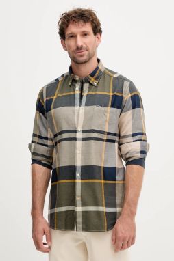 Bavlnená košeľa Barbour DUNOON zelená farba, regular, s golierom button-down, MSH4980