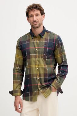 Bavlnená košeľa Barbour GLENDALE zelená farba, regular, s klasickým golierom, MSH4992
