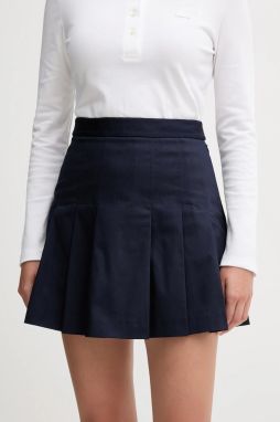 Sukňa Lacoste tmavomodrá farba, mini, áčkový strih, JF8001