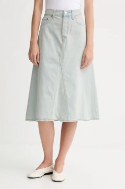 Rifľová sukňa Levi's modrá farba, midi, áčkový strih, A9316