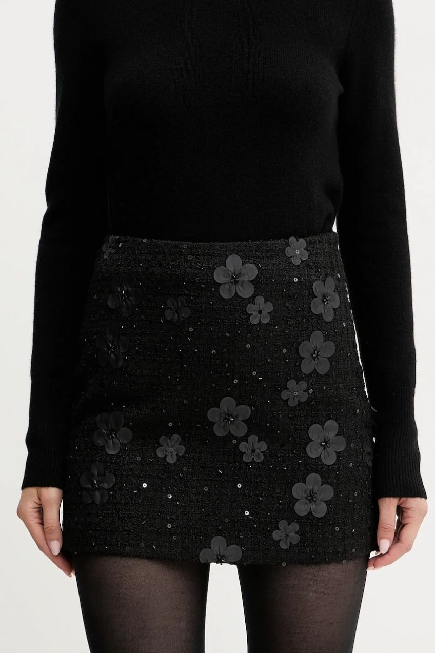 Sukňa Twinset čierna farba, mini, rovný strih, 252TP2401