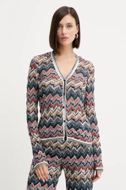 Vlnený kardigán Missoni tmavomodrá farba, ľahký, DS25WM06.BR012F