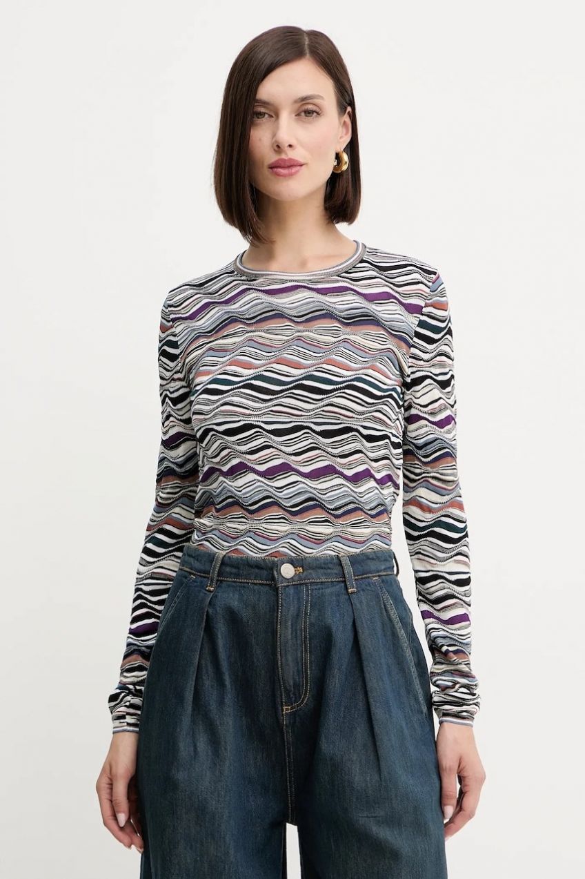 Vlnený sveter Missoni biela farba, ľahký, DS25WN06.BK01C0