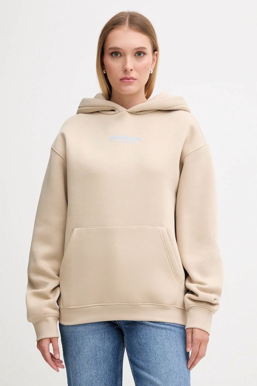 Mikina Alpha Industries béžová farba, s kapucňou, s potlačou, 156042.627