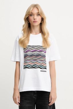 Bavlnené tričko Missoni dámske, biela farba, DS25WL06.BJ00PJ